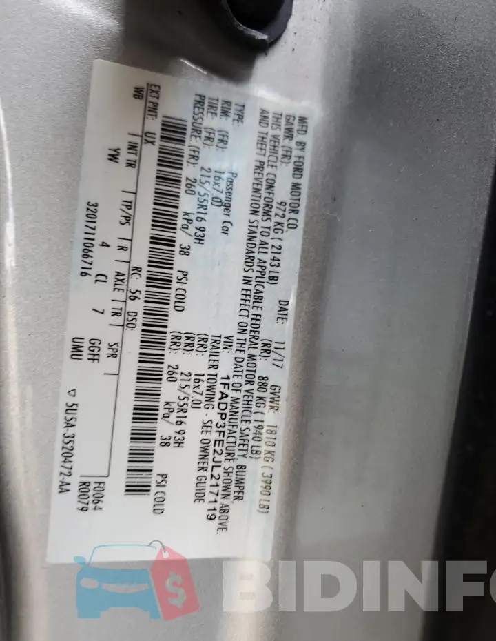 1FADP3FE2JL217119 Photo# 12