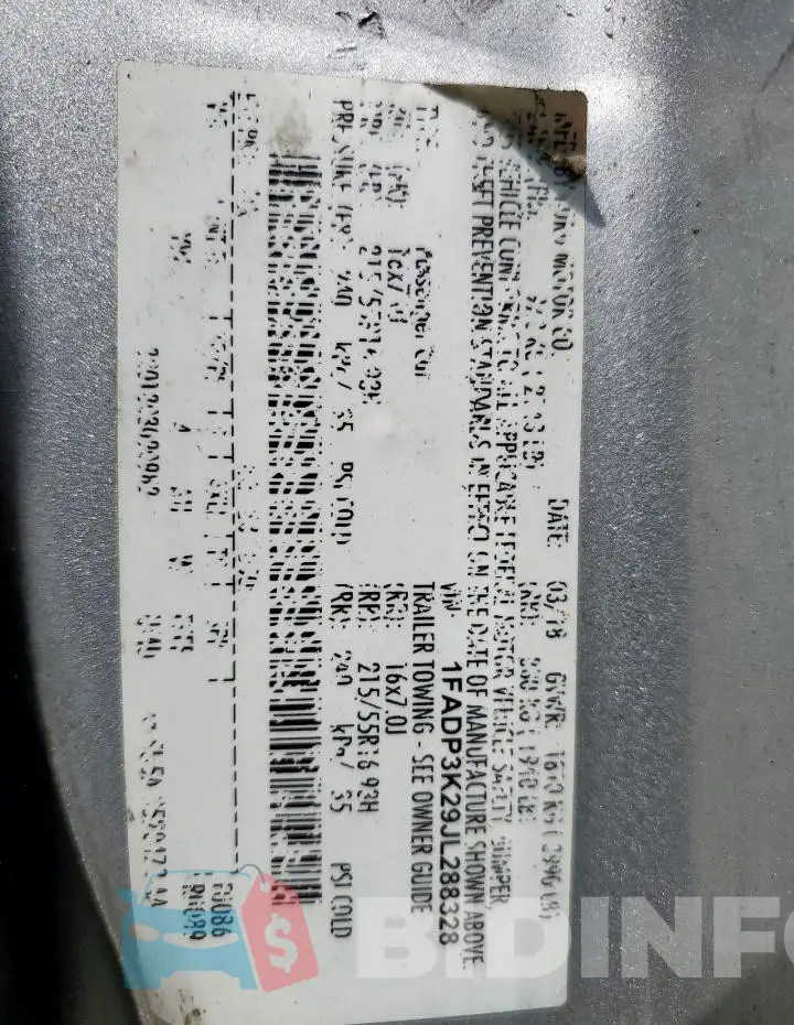 1FADP3K29JL288328 Photo# 12