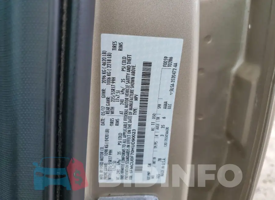 1FMCU0F70HUD90023 Photo# 14