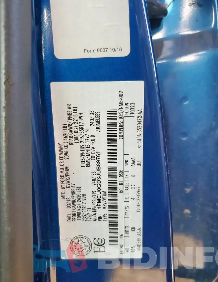 1FMCU0GD3JUB89761 Photo# 13