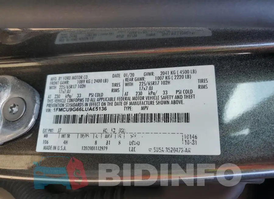 1FMCU9G66LUA65136 Photo# 13