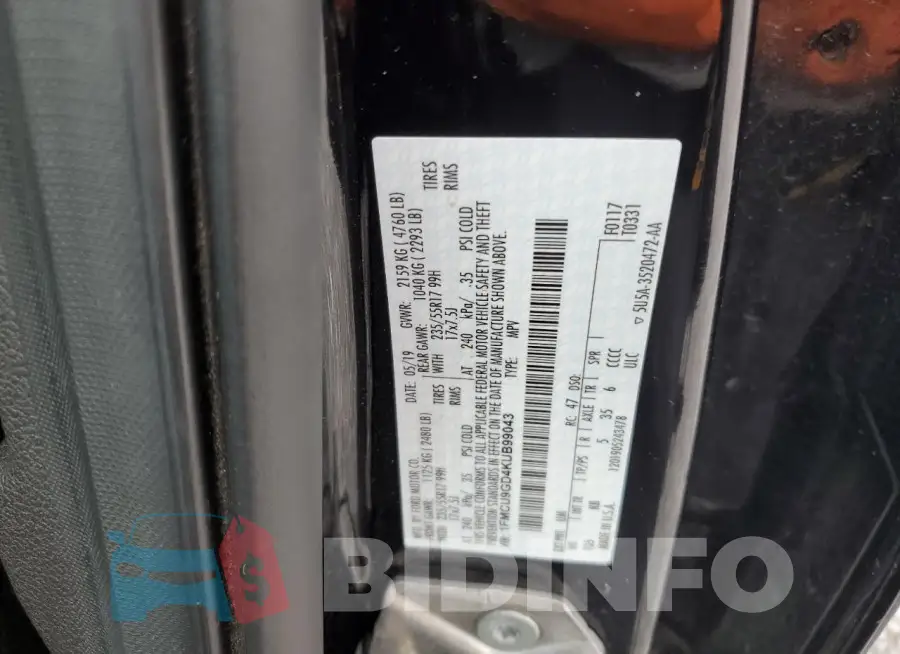 1FMCU9GD4KUB99043 Photo# 13
