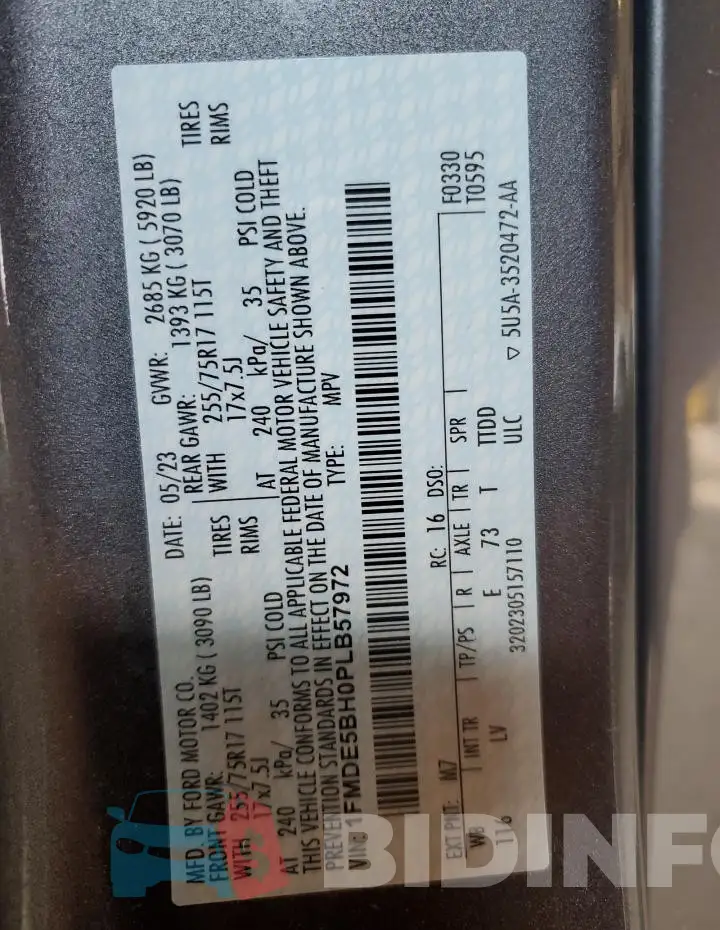 1FMDE5BH0PLB57972 Photo# 14