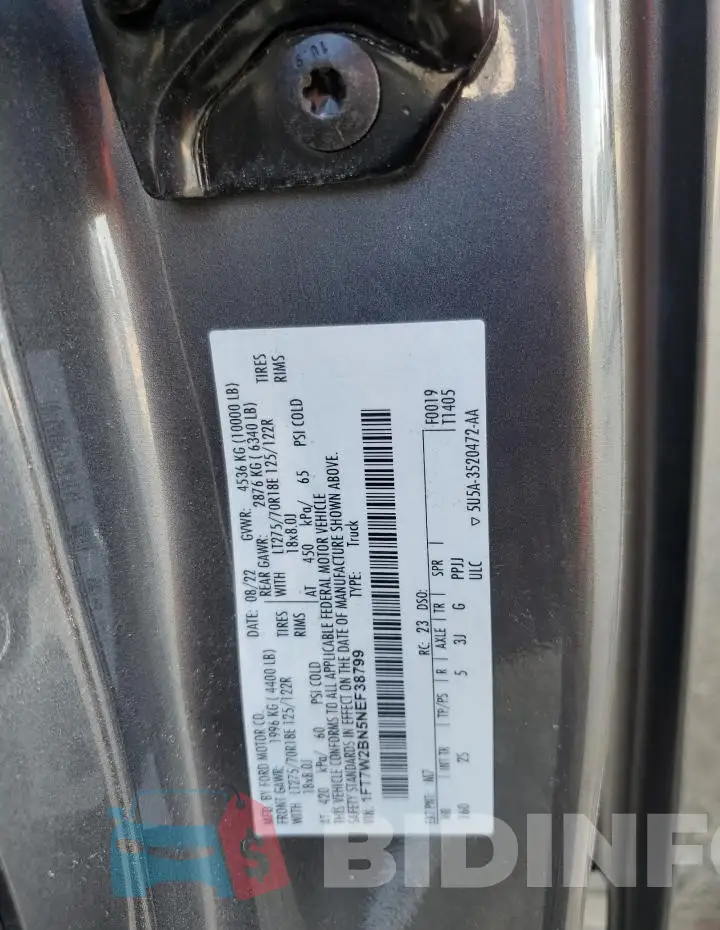 1FT7W2BN5NEF38799 Photo# 12