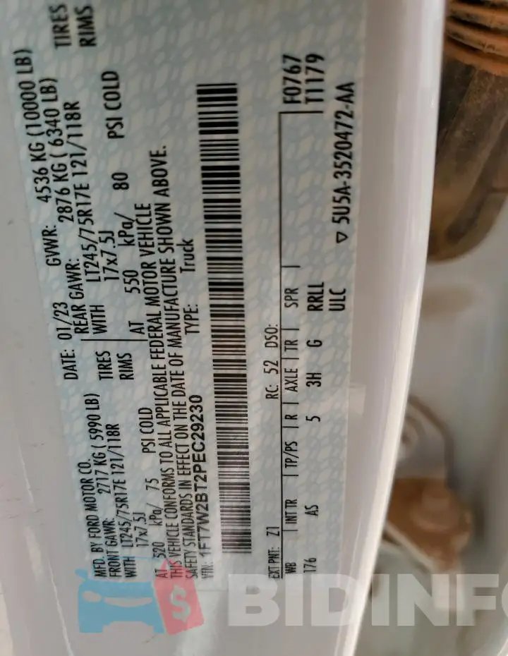 1FT7W2BT2PEC29230 Photo# 13