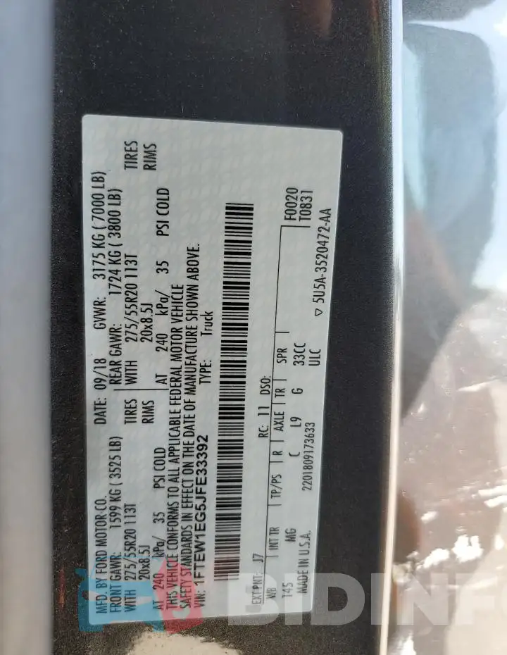 1FTEW1EG5JFE33392 Photo# 13