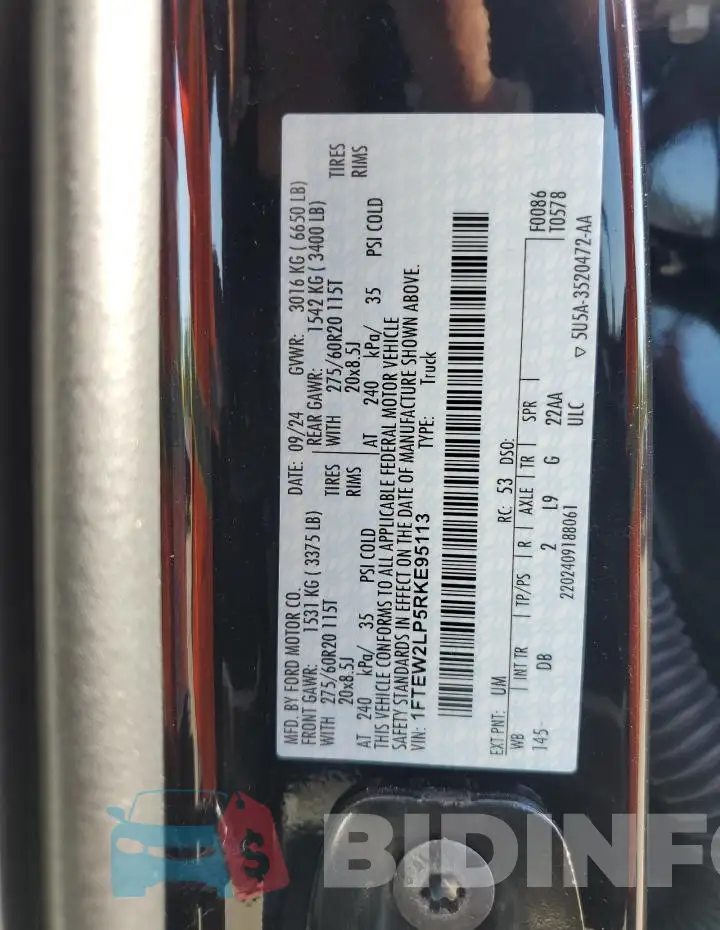 1FTEW2LP5RKE95113 Photo# 12