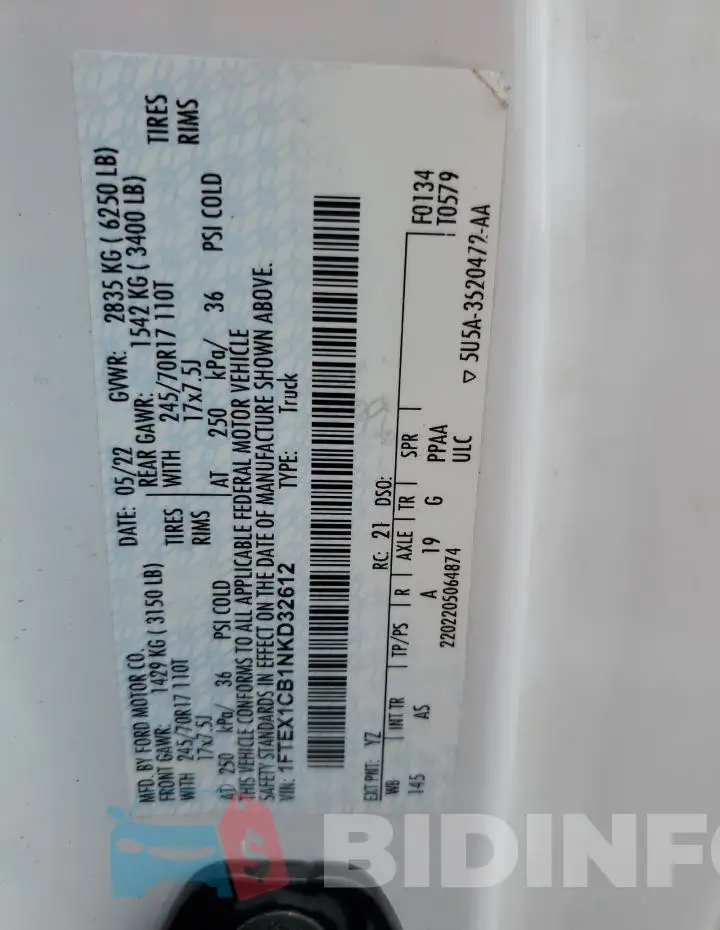 1FTEX1CB1NKD32612 Photo# 12