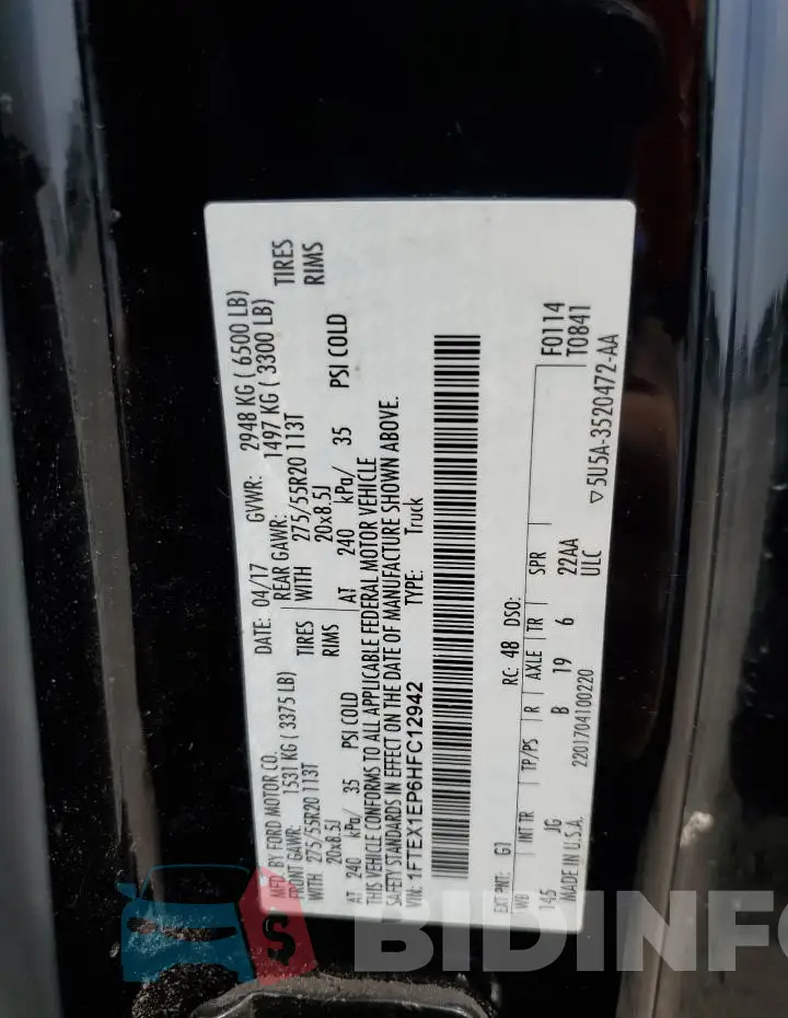 1FTEX1EP6HFC12942 Photo# 12