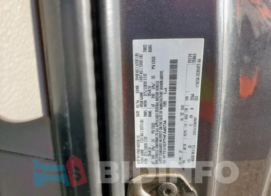 1FTEX1EP7HFA45734 Photo# 13