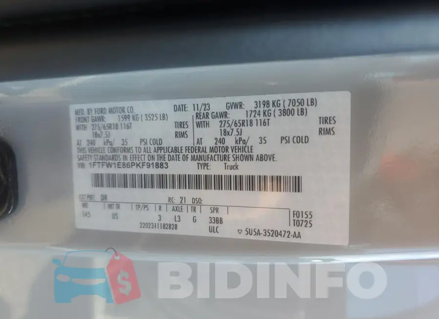 1FTFW1E86PKF91883 Photo# 13