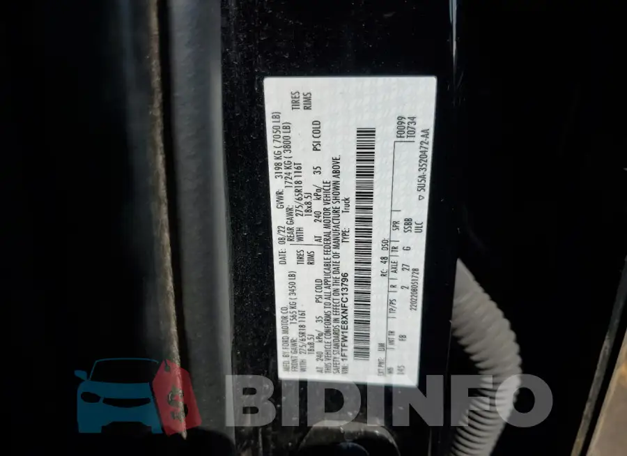 1FTFW1E8XNFC13796 Photo# 12