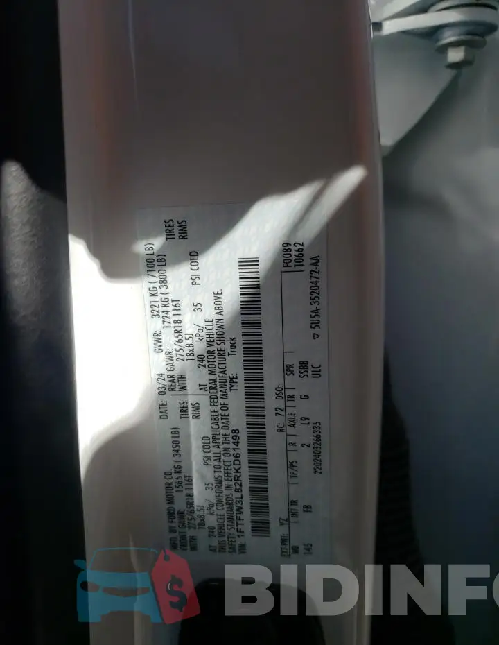 1FTFW3L82RKD61498 Photo# 12