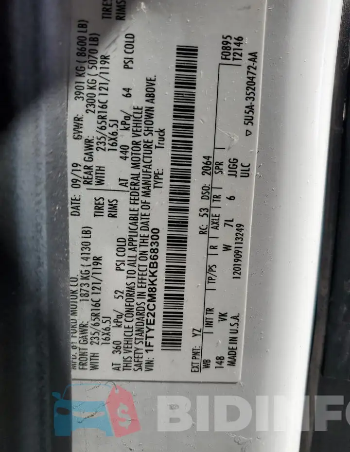 1FTYE2CM8KKB68300 Photo# 14