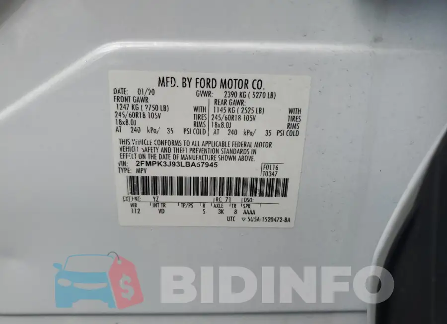 2FMPK3J93LBA57945 Photo# 13