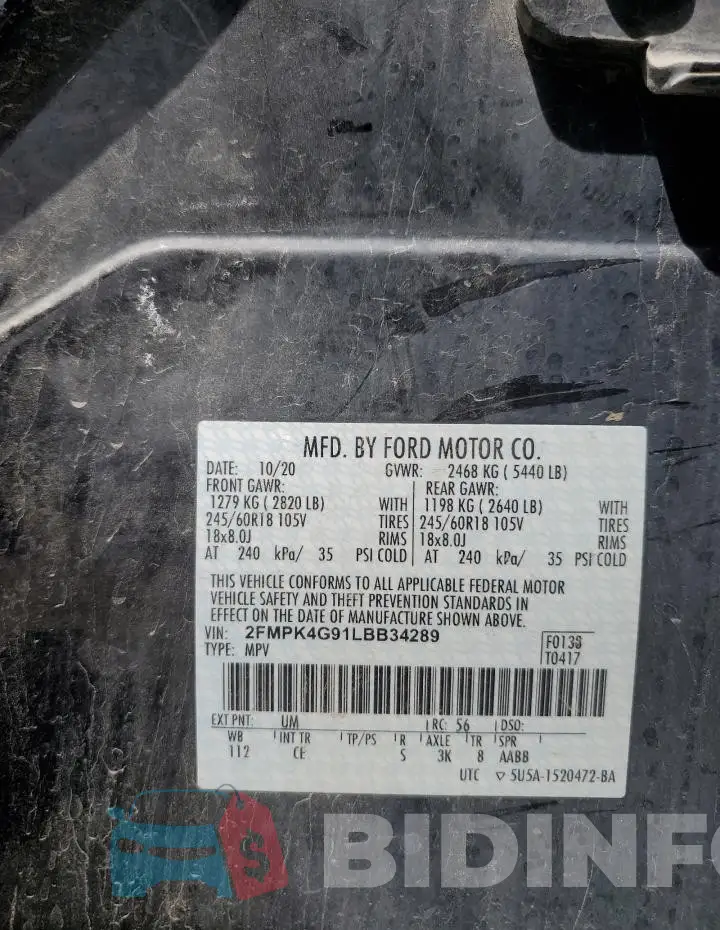 2FMPK4G91LBB34289 Photo# 13