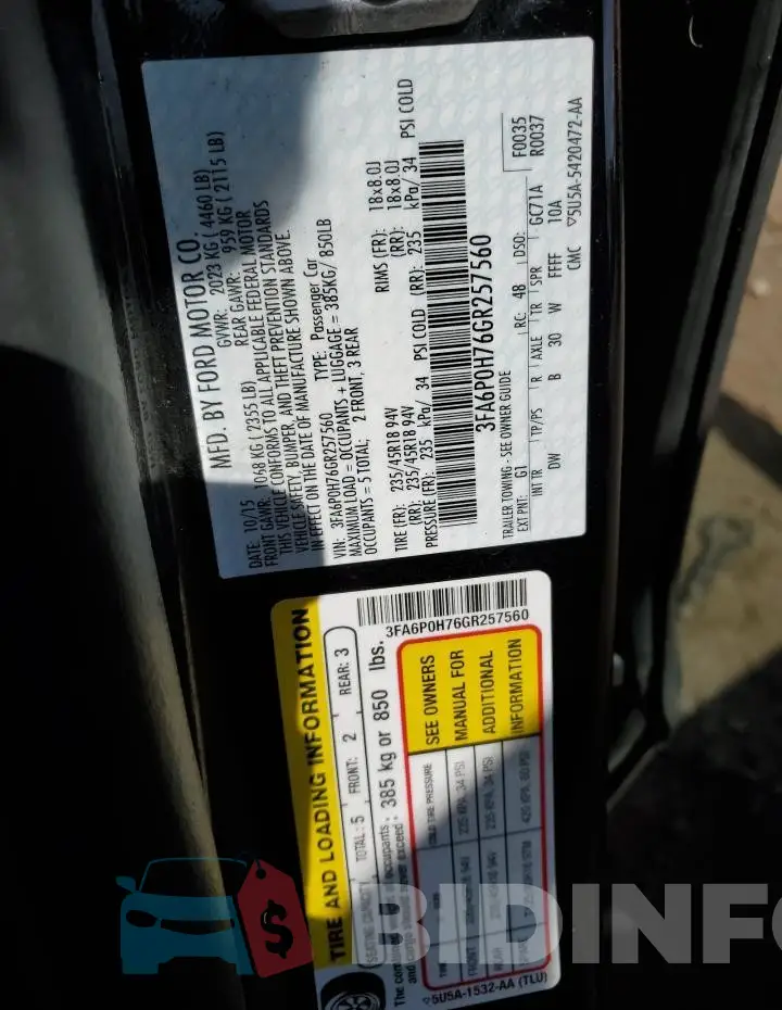 3FA6P0H76GR257560 Photo# 12