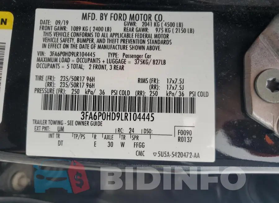 3FA6P0HD9LR104445 Photo# 14