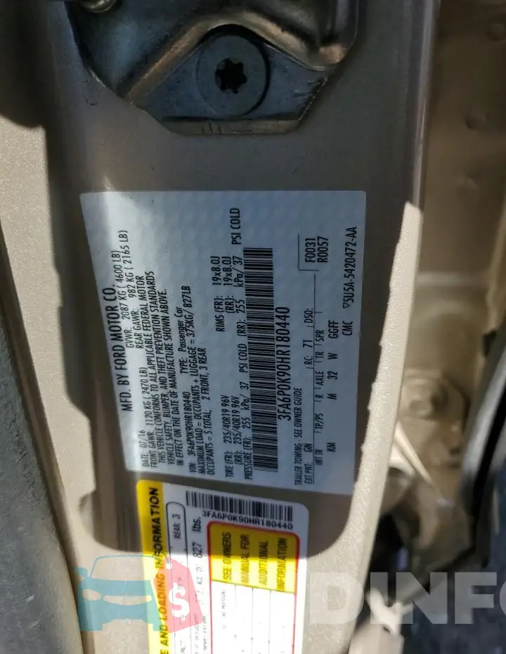 3FA6P0K90HR180440 Photo# 12