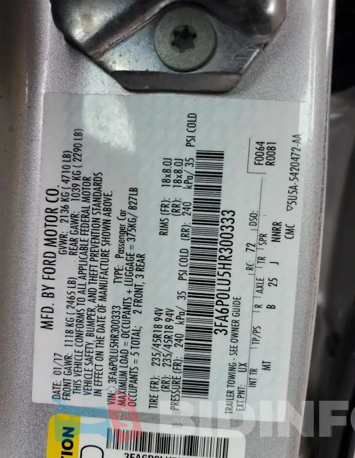 3FA6P0LU5HR300333 Photo# 12