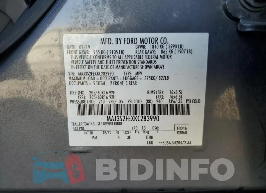 MAJ3S2FEXKC283990 Photo# 13