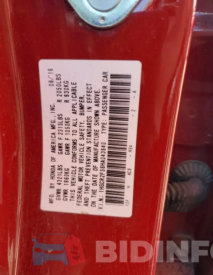 1HGCR2F56HA043640 Photo# 12