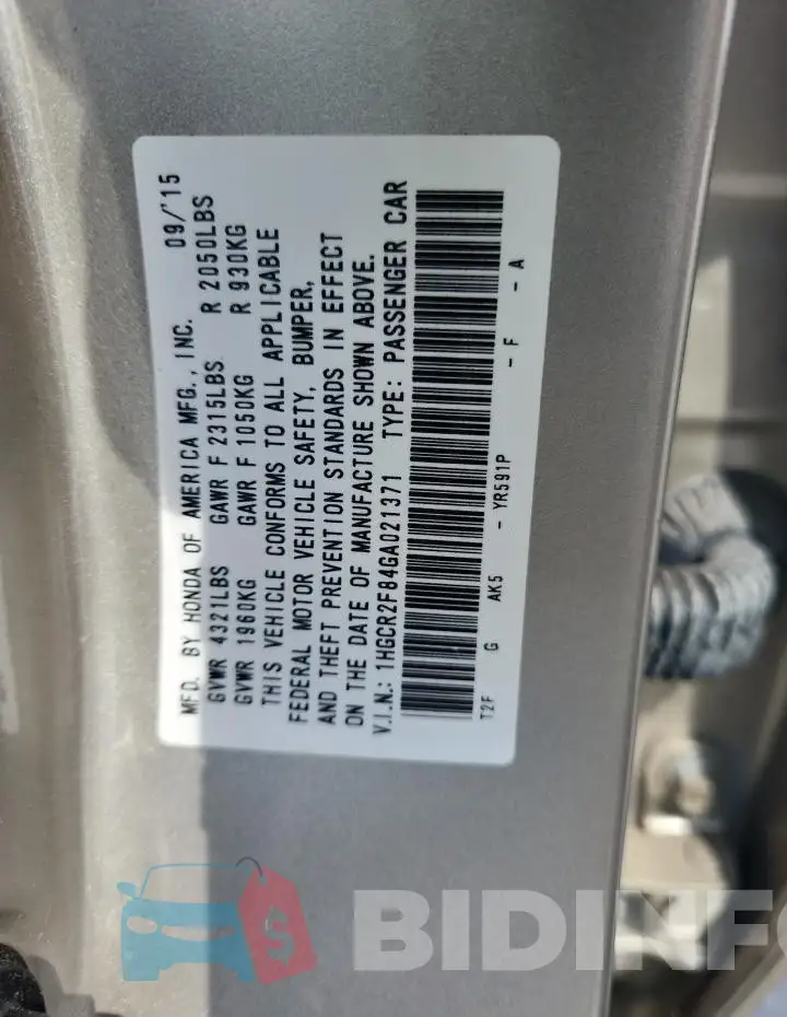 1HGCR2F84GA021371 Photo# 12