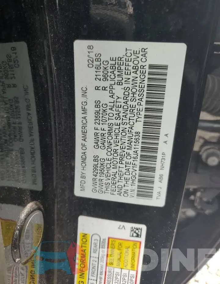 1HGCV1F16JA115638 Photo# 12