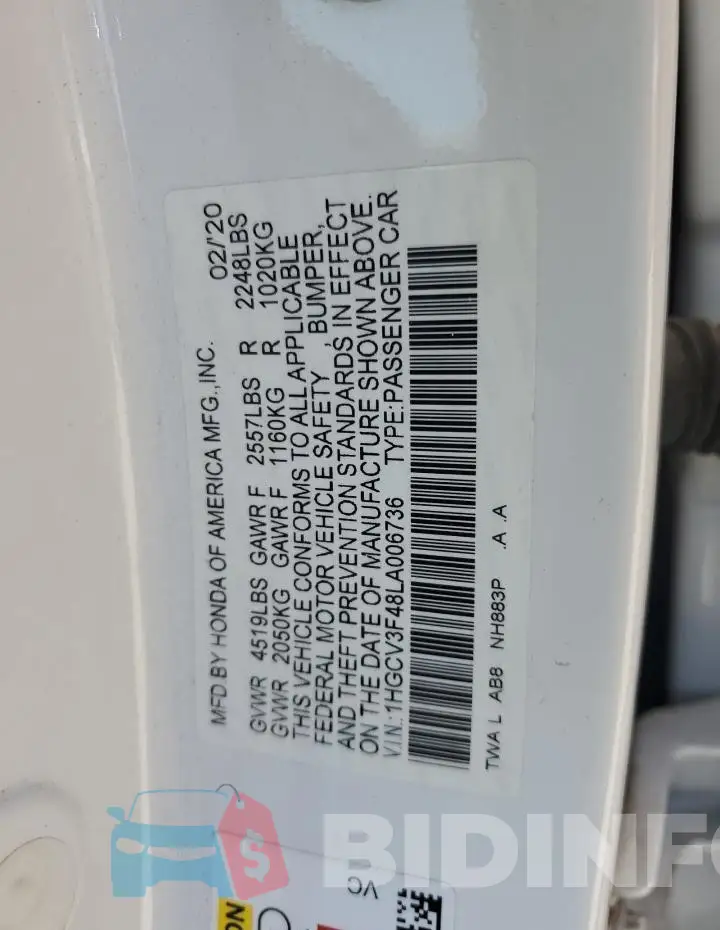 1HGCV3F48LA006736 Photo# 13