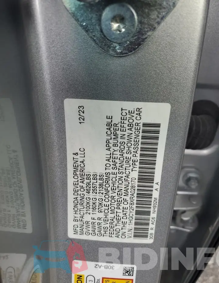 1HGCY2F8XRA028170 Photo# 13
