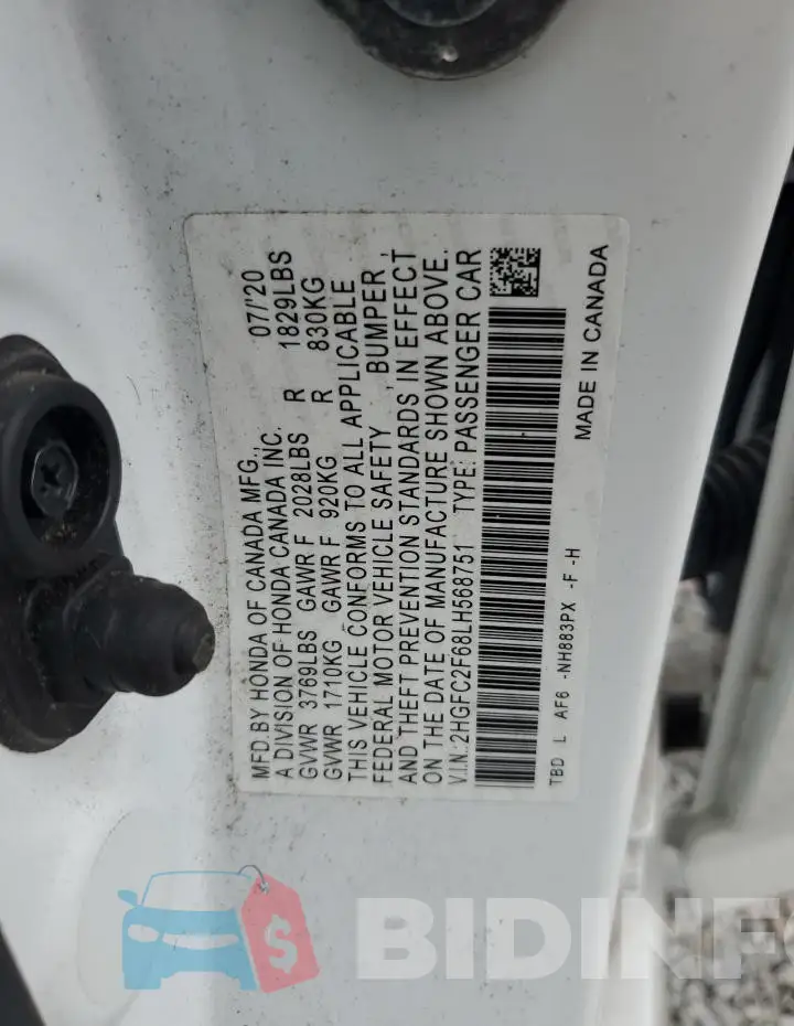 2HGFC2F68LH568751 Photo# 12