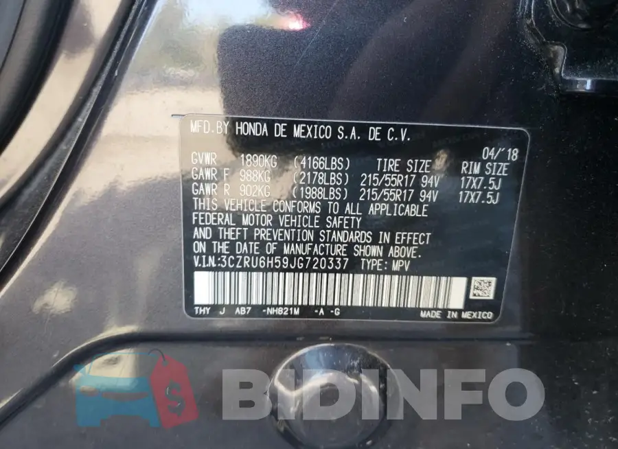 3CZRU6H59JG720337 Photo# 13