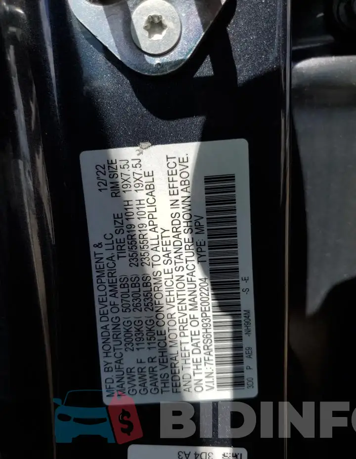7FARS6H93PE002204 Photo# 13