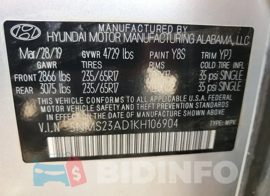 5NMS23AD1KH106904 Photo# 14