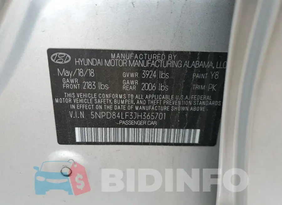 5NPD84LF3JH365701 Photo# 12