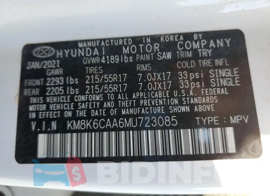 KM8K6CAA6MU723085 Photo# 14