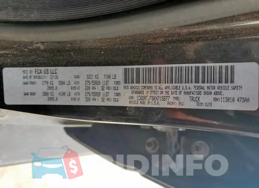 1C6SRFJT6KN715677 Photo# 12