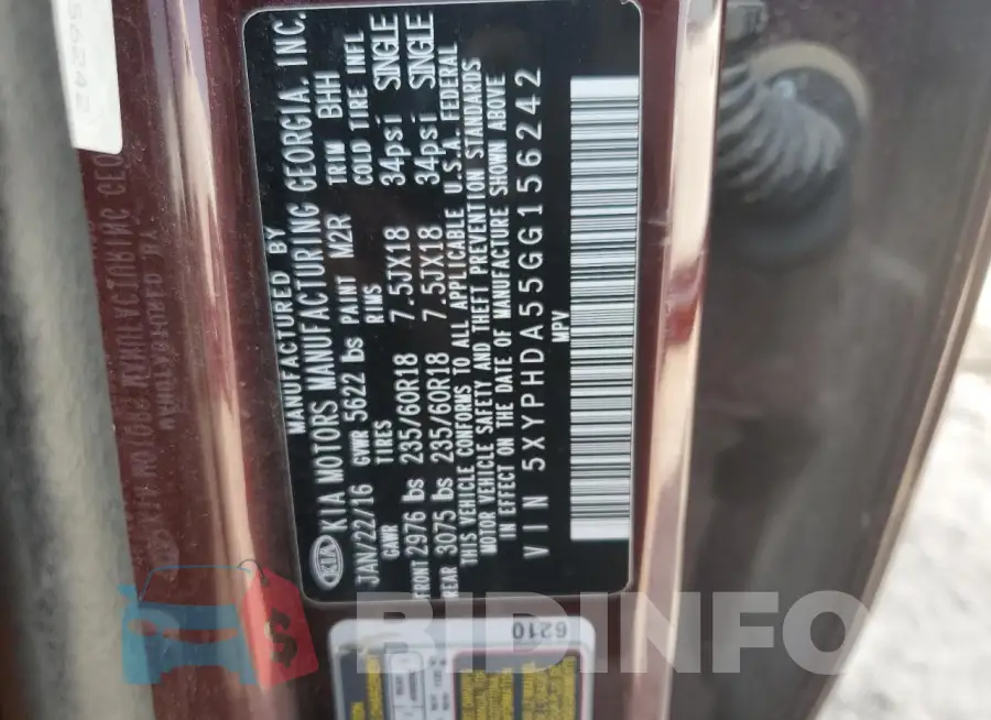 5XYPHDA55GG156242 Photo# 13