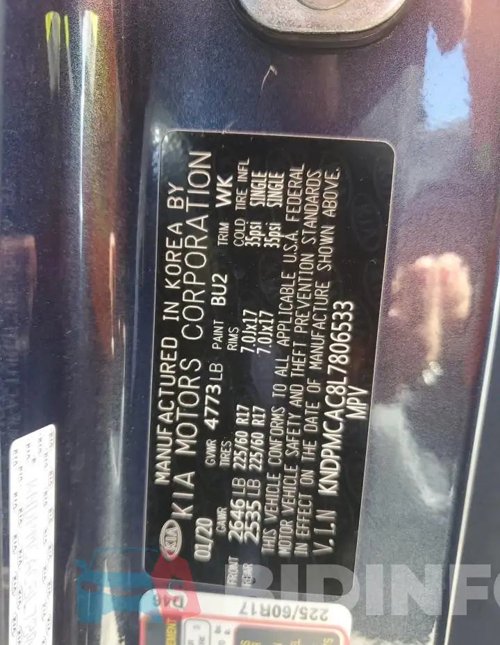 KNDPMCAC8L7806533 Photo# 13