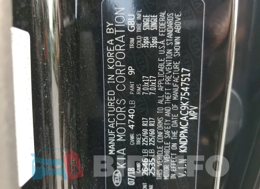 KNDPMCAC9K7547517 Photo# 13