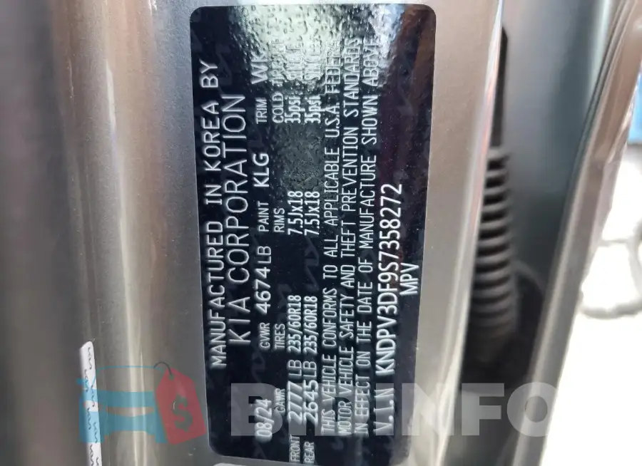KNDPV3DF9S7358272 Photo# 14