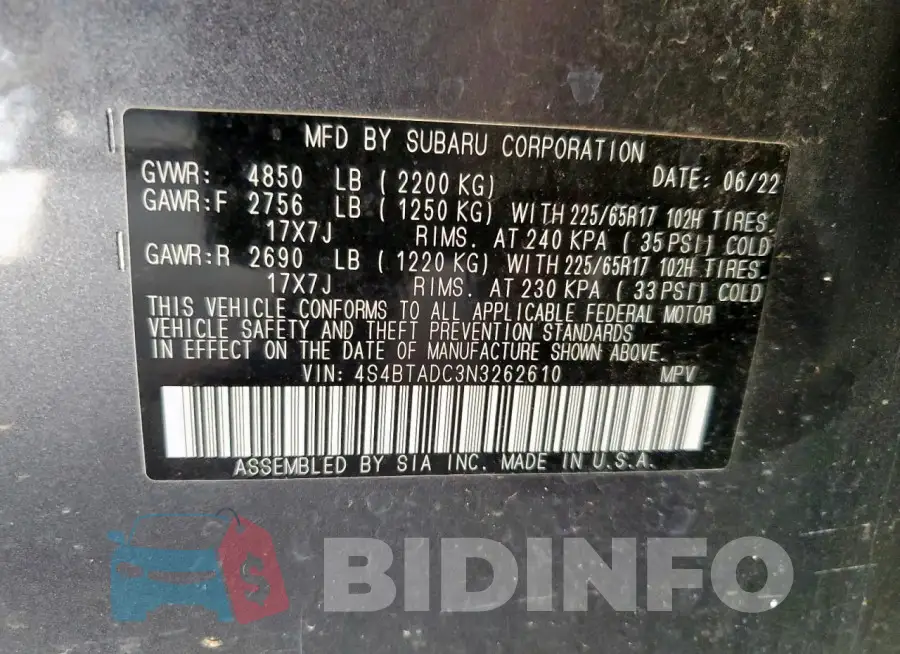 4S4BTADC3N3262610 Photo# 12