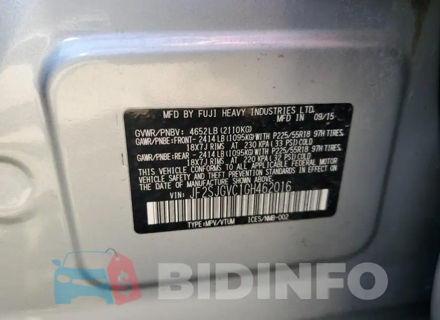 JF2SJGVC1GH462016 Photo# 12