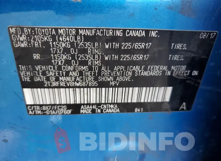 2T3RFREV8HW687895 Photo# 13