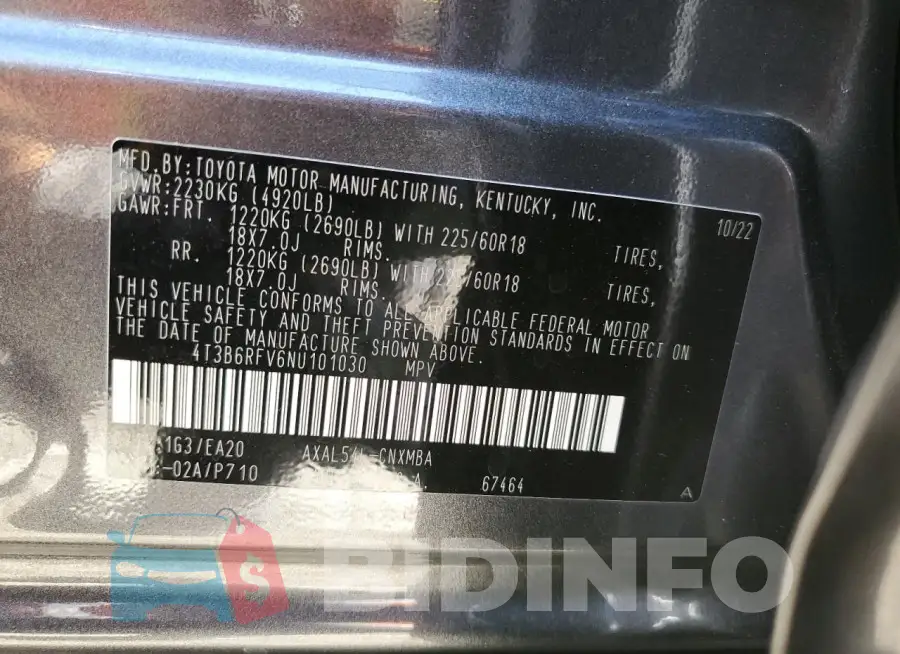 4T3B6RFV6NU101030 Photo# 14