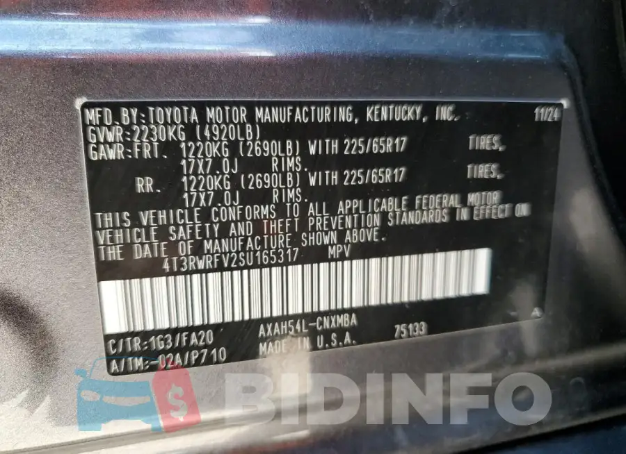 4T3RWRFV2SU165317 Photo# 12