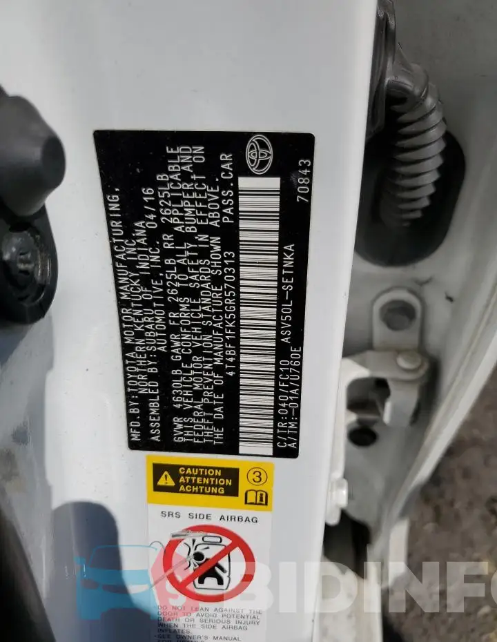 4T4BF1FK5GR570313 Photo# 12