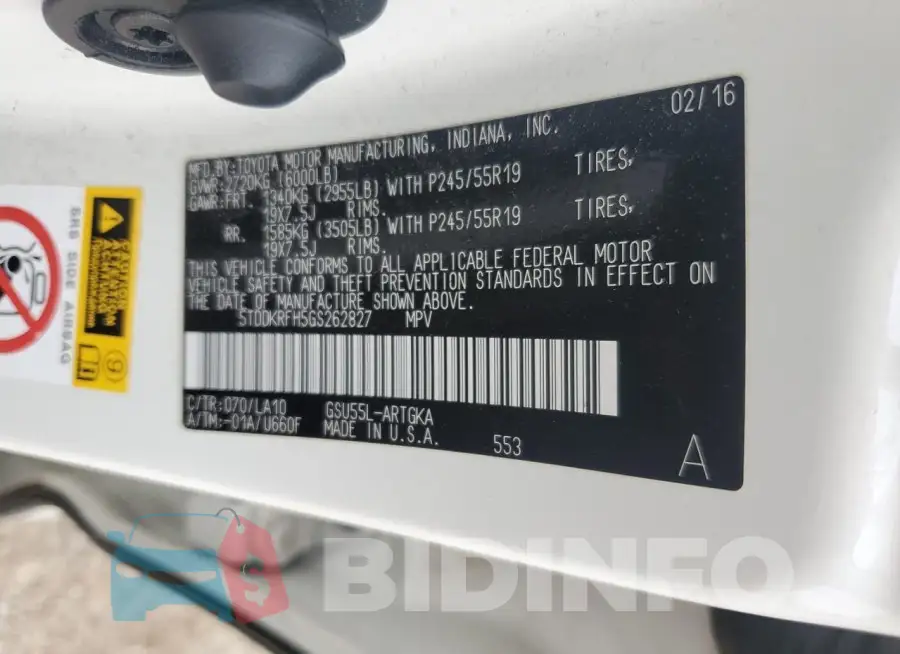 5TDDKRFH5GS262827 Photo# 14