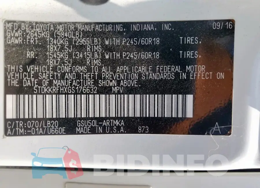 5TDKKRFHXGS176632 Photo# 14