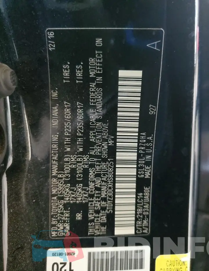 5TDYZ3DCXHS808251 Photo# 14